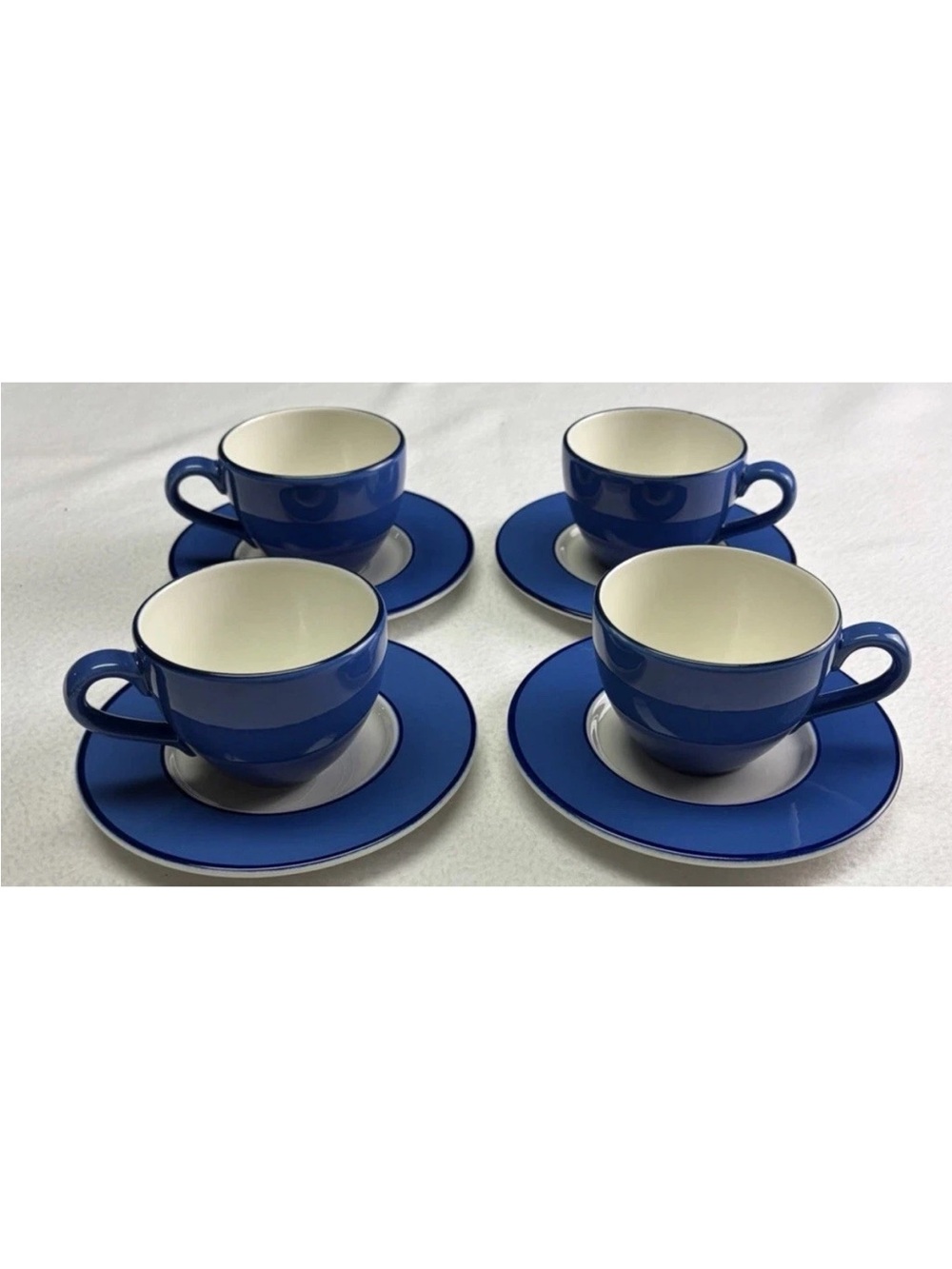 Direct from Italy- NEW 4 cup & saucer Cappucino set Mediteranean Blue